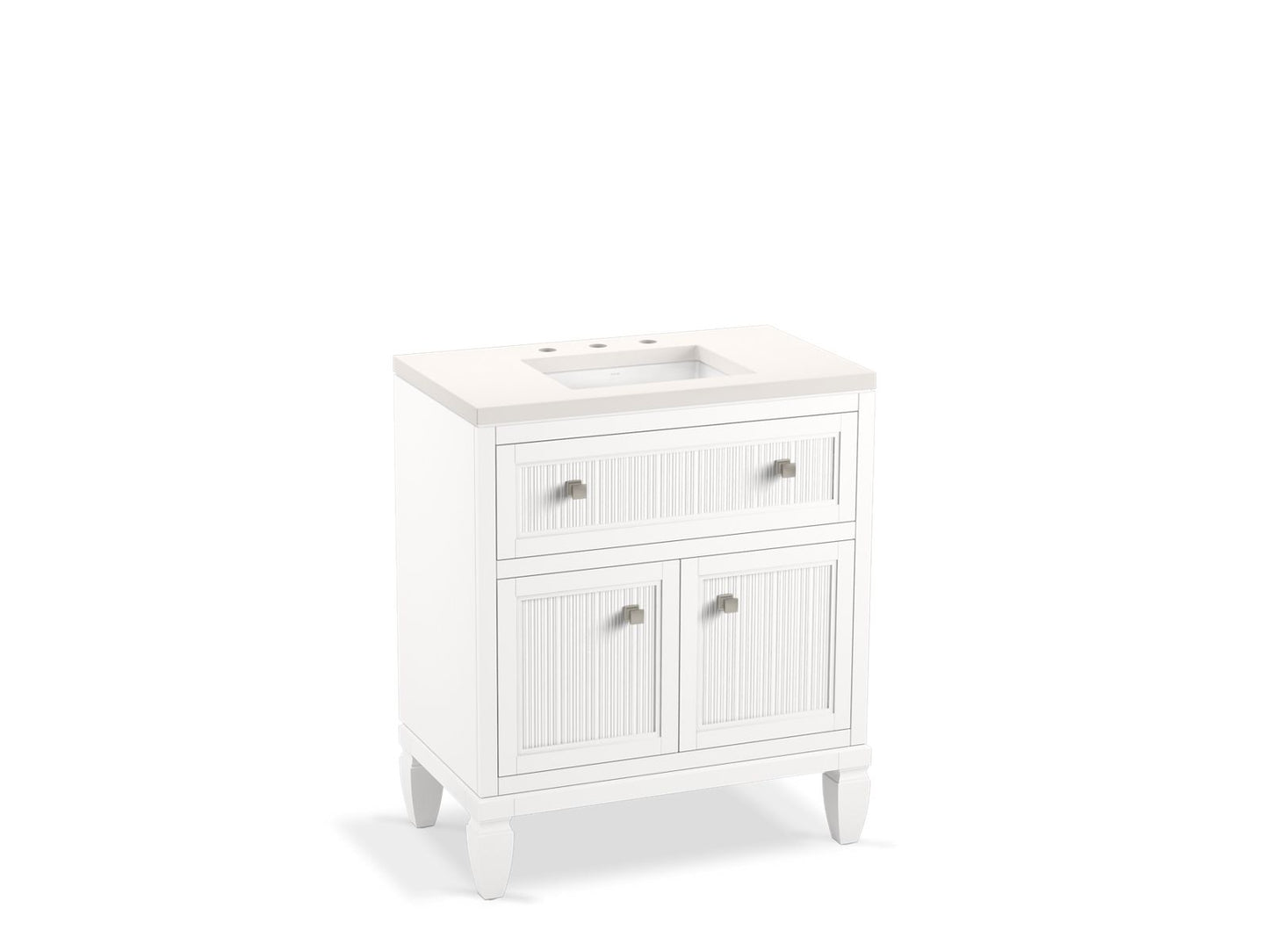 KOHLER K-33536-ASB-0 Hearthaven 30" Bathroom Vanity Cabinet With Sink And Quartz Top In White
