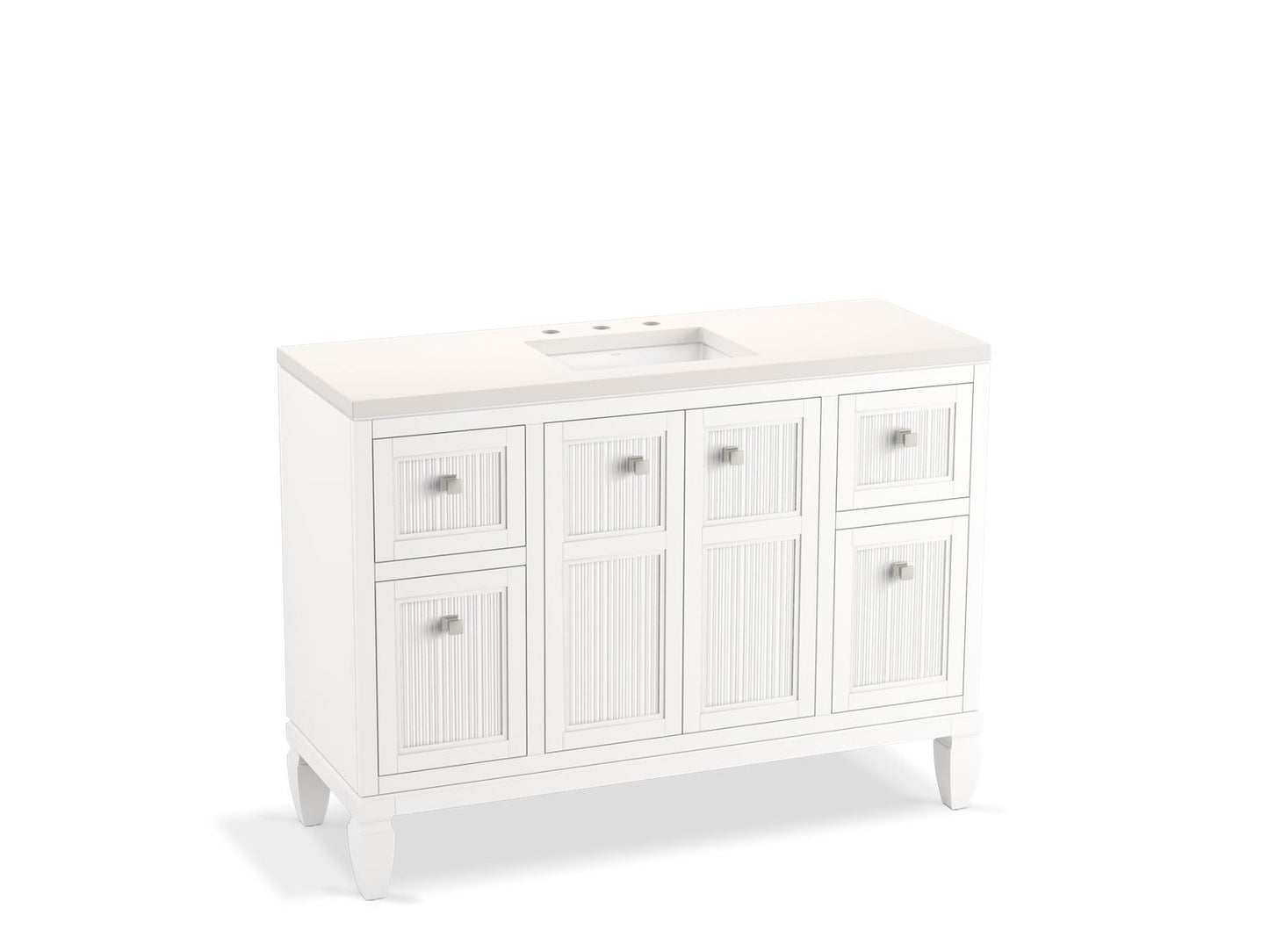 KOHLER K-33538-ASB-0 Hearthaven 48" Bathroom Vanity Cabinet With Sink And Quartz Top In White
