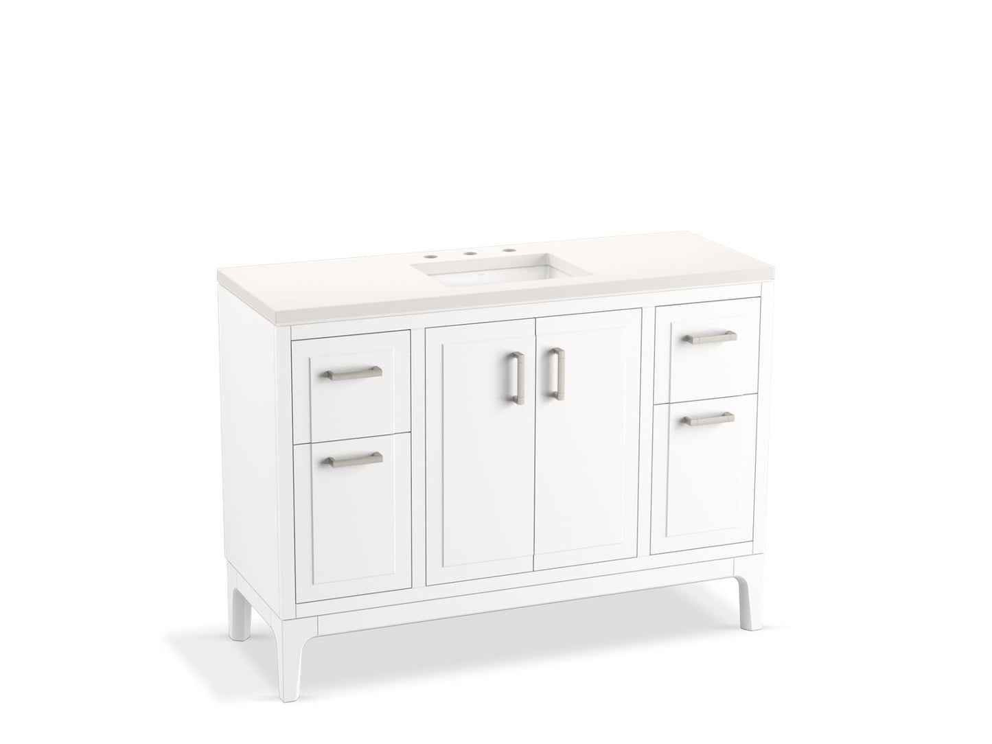 KOHLER K-33554-ASB-0 Seer 48" Bathroom Vanity Cabinet With Sink And Quartz Top In White