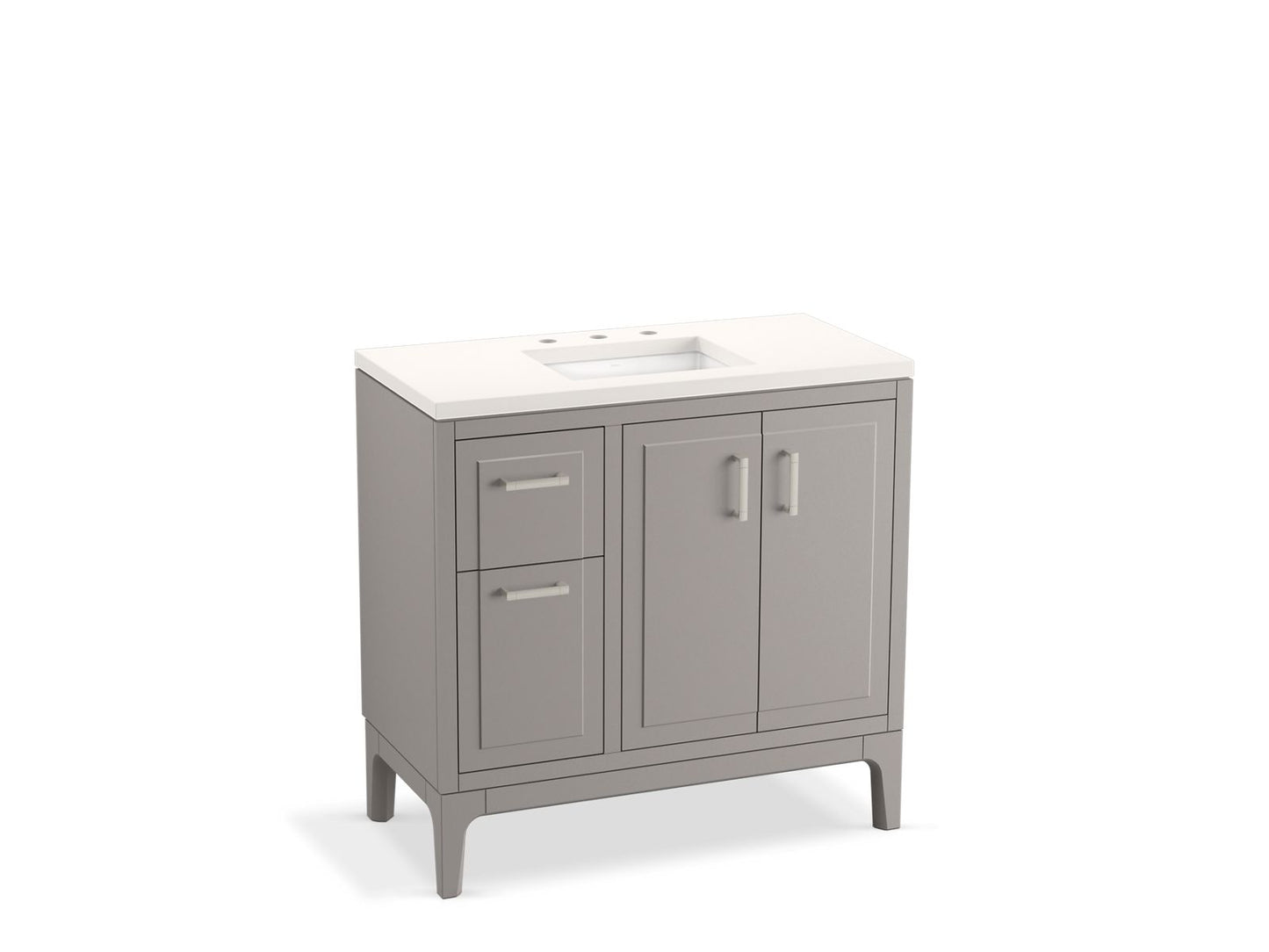 KOHLER K-33553-ASB-1WT Seer 36" Bathroom Vanity Cabinet With Sink And Quartz Top In Mohair Grey