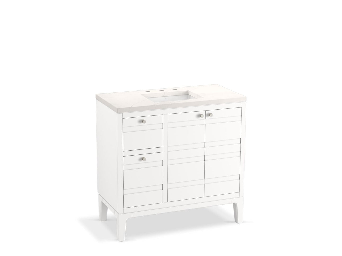 KOHLER K-33526-ASB-0 Helst 36" Bathroom Vanity Cabinet With Sink And Quartz Top In White