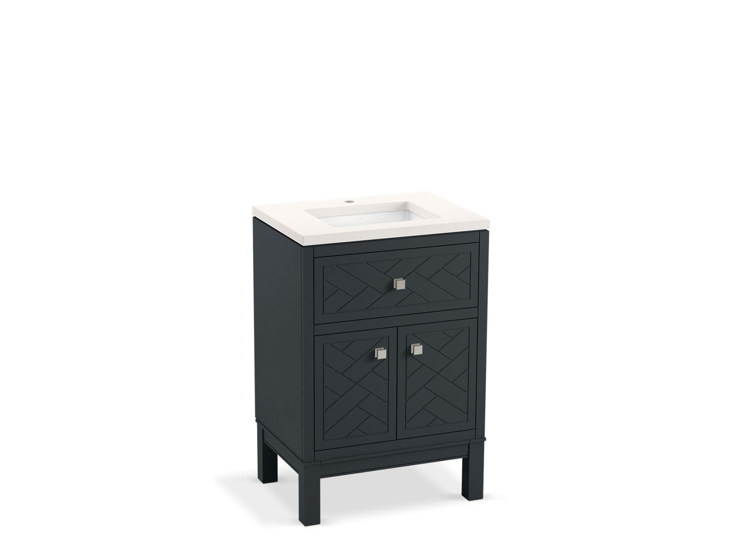 KOHLER K-33530-ASB-1WX Beauxline 24" Bathroom Vanity Cabinet With Sink And Quartz Top In Slate Grey