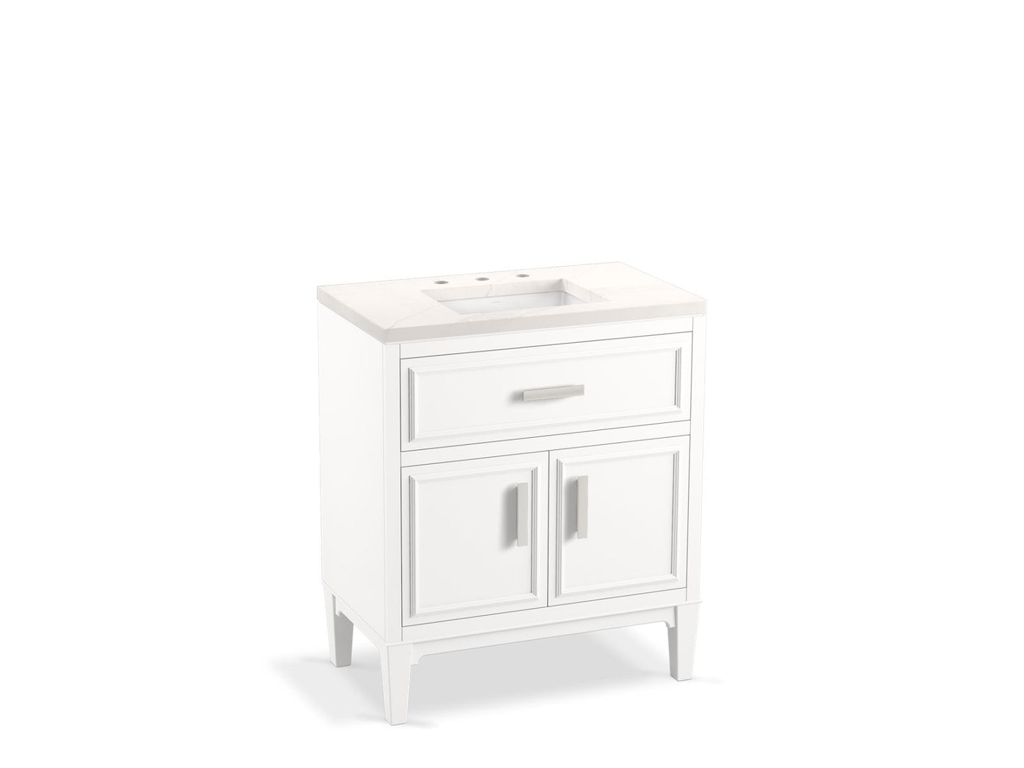 KOHLER K-33544-ASB-0 Southerk 30" Bathroom Vanity Cabinet With Sink And Quartz Top In White