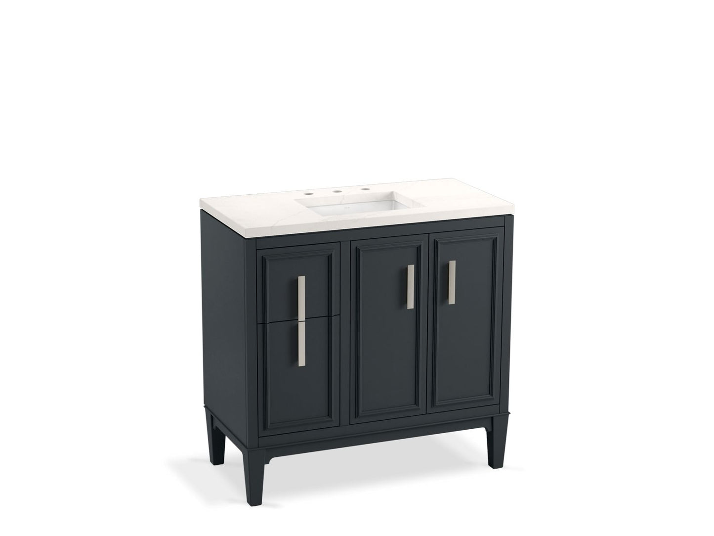 KOHLER K-33545-ASB-1WX Southerk 36" Bathroom Vanity Cabinet With Sink And Quartz Top In Slate Grey