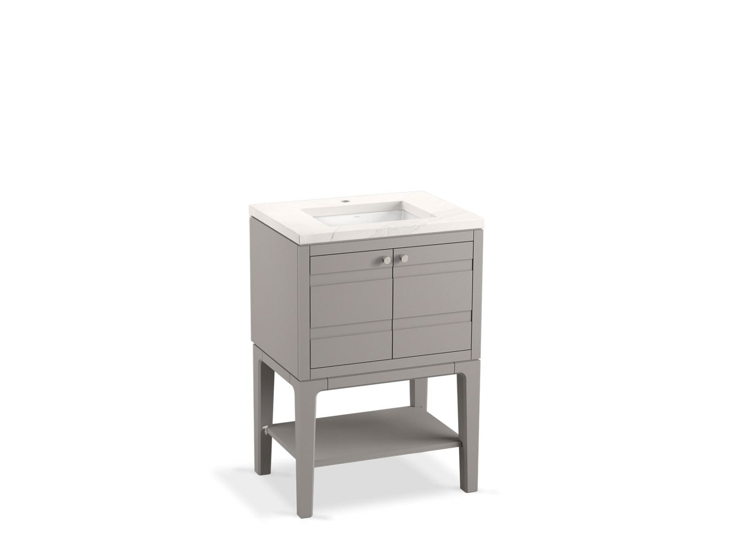 KOHLER K-33523-ASB-1WT Helst 24" Bathroom Vanity Cabinet With Sink And Quartz Top In Mohair Grey
