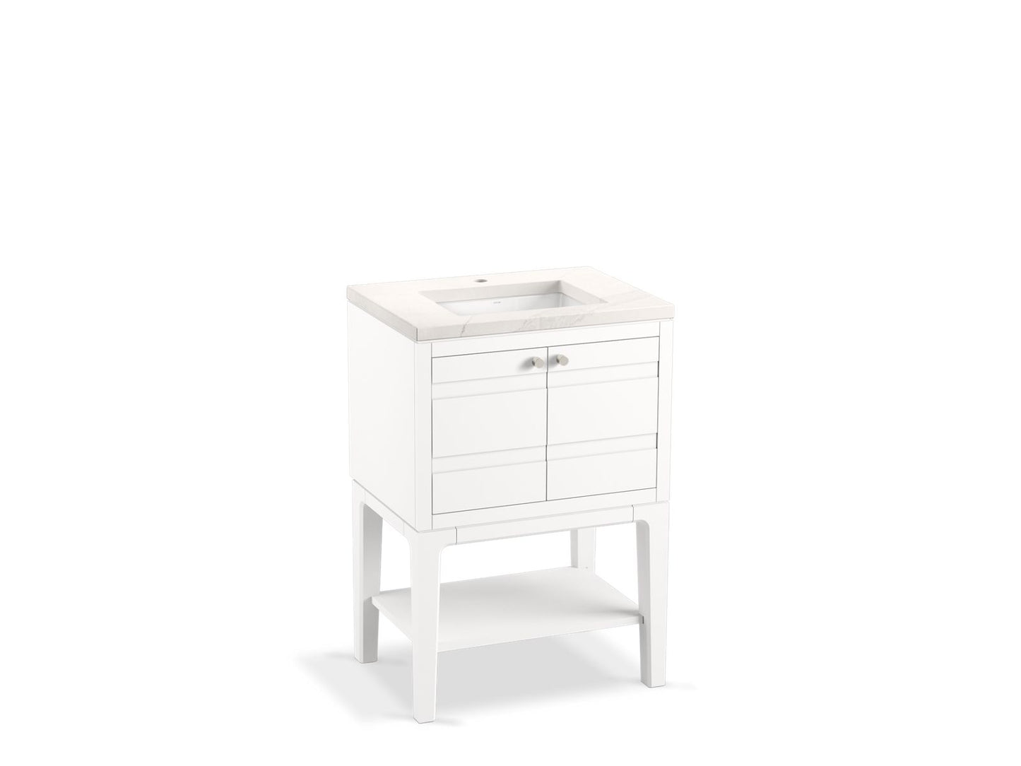 KOHLER K-33523-ASB-0 Helst 24" Bathroom Vanity Cabinet With Sink And Quartz Top In White