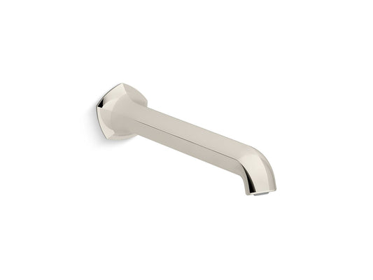 KOHLER K-27115-SN Occasion Wall-Mount Bath Spout With Straight Design, 12" In Vibrant Polished Nickel