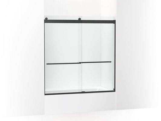 KOHLER K-702420-L-BL Levity Plus Frameless Sliding Bath Door, 61-9/16" H X 56-5/8 - 59-5/8" W, With 5/16"-Thick Crystal Clear Glass In Matte Black