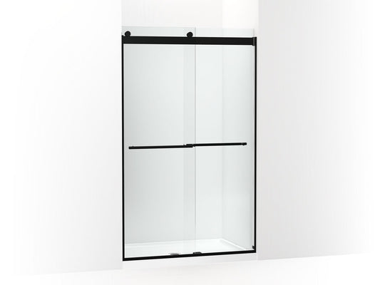 KOHLER K-702422-L-BL Levity Plus Frameless Sliding Shower Door, 77-9/16" H X 44-5/8 - 47-5/8" W, With 5/16"-Thick Crystal Clear Glass In Matte Black
