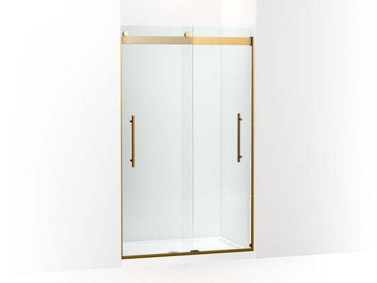KOHLER K-702421-L-2MB Levity Plus Frameless Sliding Shower Door, 77-9/16" H X 44-5/8 - 47-5/8" W, With 5/16"-Thick Crystal Clear Glass In Vibrant Brushed Moderne Brass
