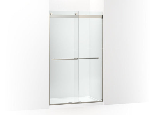 KOHLER K-702422-L-BNK Levity Plus Frameless Sliding Shower Door, 77-9/16" H X 44-5/8 - 47-5/8" W, With 5/16"-Thick Crystal Clear Glass In Anodized Brushed Nickel