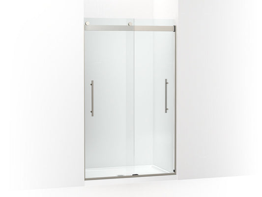 KOHLER K-702421-L-BNK Levity Plus Frameless Sliding Shower Door, 77-9/16" H X 44-5/8 - 47-5/8" W, With 5/16"-Thick Crystal Clear Glass In Anodized Brushed Nickel