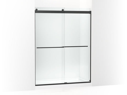 KOHLER K-702424-L-BL Levity Plus Frameless Sliding Shower Door, 77-9/16" H X 56-5/8 - 59-5/8" W, With 5/16"-Thick Crystal Clear Glass In Matte Black