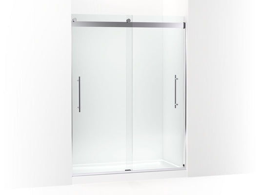 KOHLER K-702423-L-SHP Levity Plus Frameless Sliding Shower Door, 77-9/16" H X 56-5/8 - 59-5/8" W, With 5/16"-Thick Crystal Clear Glass In Bright Polished Silver