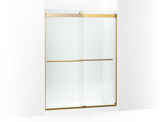 KOHLER K-702424-L-2MB Levity Plus Frameless Sliding Shower Door, 77-9/16" H X 56-5/8 - 59-5/8" W, With 5/16"-Thick Crystal Clear Glass In Vibrant Brushed Moderne Brass