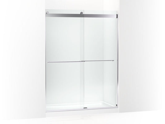 KOHLER K-702424-L-SHP Levity Plus Frameless Sliding Shower Door, 77-9/16" H X 56-5/8 - 59-5/8" W, With 5/16"-Thick Crystal Clear Glass In Bright Polished Silver