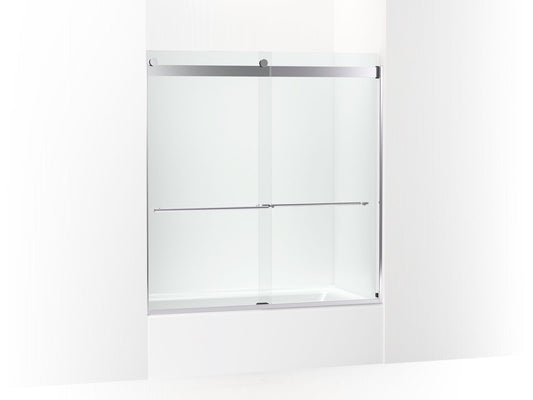 KOHLER K-702426-L-SHP Levity Plus 61-9/16" H Sliding Bath Door With 3/8"-Thick Glass In Bright Polished Silver