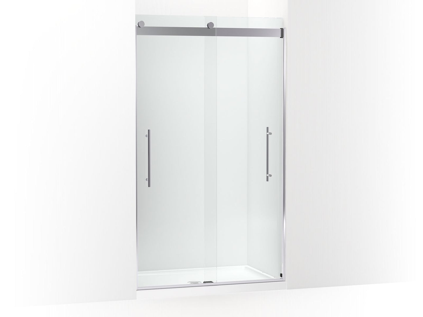 KOHLER K-702427-L-SHP Levity Plus Frameless Sliding Shower Door, 81-5/8" H X 44-5/8 - 47-5/8" W, With 3/8"-Thick Crystal Clear Glass In Bright Polished Silver