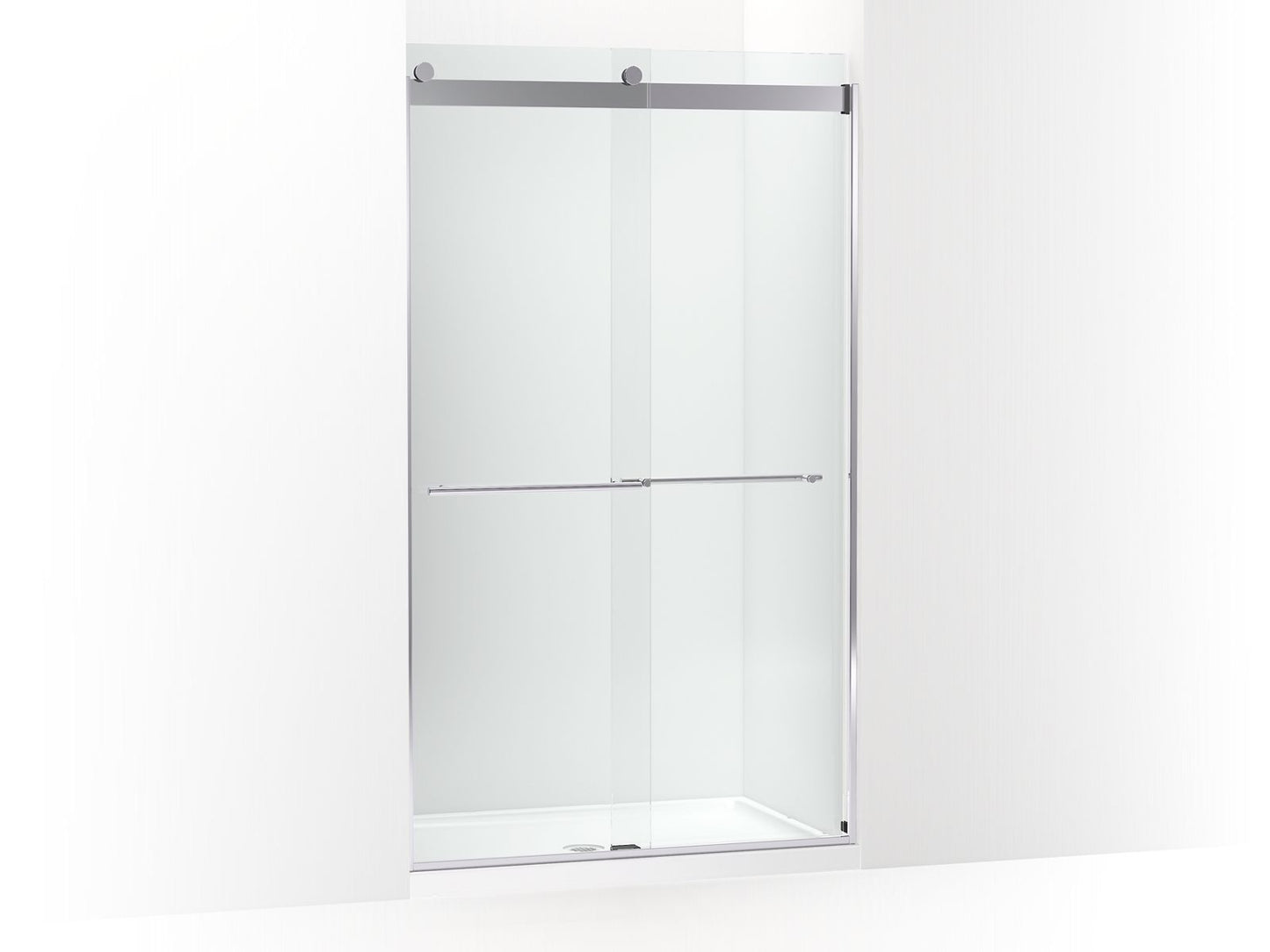 KOHLER K-702428-L-SHP Levity Plus Frameless Sliding Shower Door, 81-5/8" H X 44-5/8 - 47-5/8" W, With 3/8"-Thick Crystal Clear Glass In Bright Polished Silver