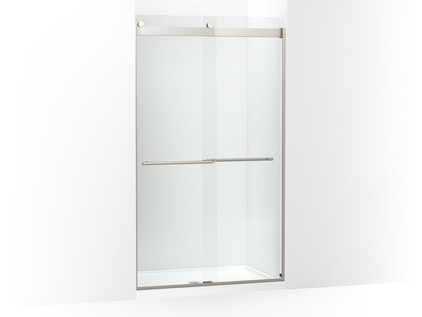 KOHLER K-702428-L-BNK Levity Plus Frameless Sliding Shower Door, 81-5/8" H X 44-5/8 - 47-5/8" W, With 3/8"-Thick Crystal Clear Glass In Anodized Brushed Nickel