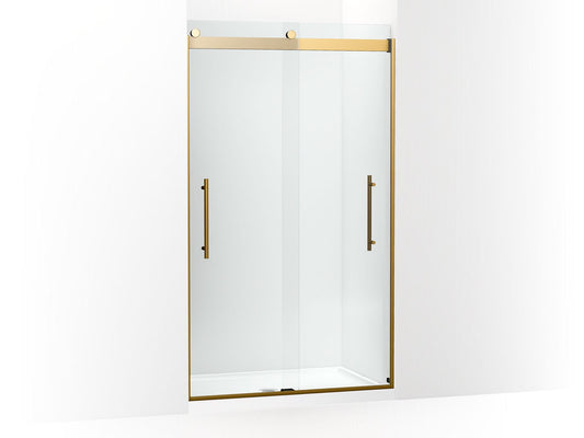 KOHLER K-702427-L-2MB Levity Plus Frameless Sliding Shower Door, 81-5/8" H X 44-5/8 - 47-5/8" W, With 3/8"-Thick Crystal Clear Glass In Vibrant Brushed Moderne Brass