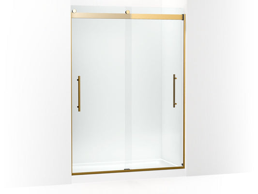 KOHLER K-702429-L-2MB Levity Plus Frameless Sliding Shower Door, 81-5/8" H X 56-5/8 - 59-5/8" W, With 3/8"-Thick Crystal Clear Glass In Vibrant Brushed Moderne Brass