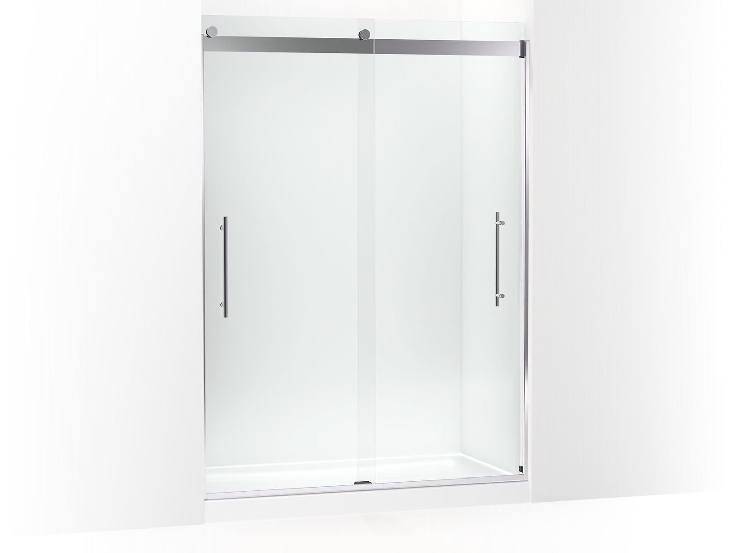 KOHLER K-702429-L-SHP Levity Plus Frameless Sliding Shower Door, 81-5/8" H X 56-5/8 - 59-5/8" W, With 3/8"-Thick Crystal Clear Glass In Bright Polished Silver