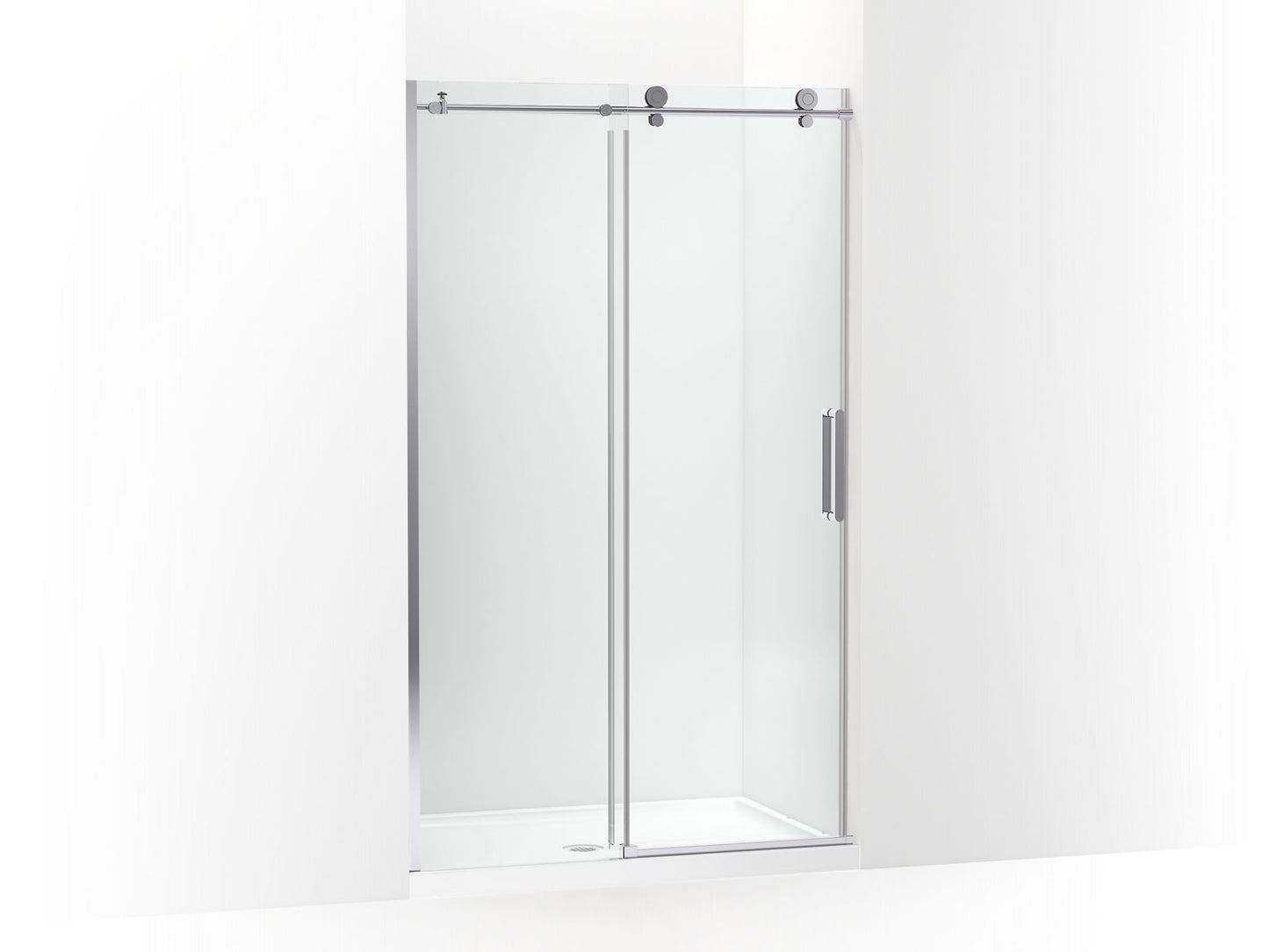 KOHLER K-701695-L-SHP Composed Sliding Shower Door, 78" H X 44-1/8 - 47-7/8" W, With 3/8" Thick Crystal Clear Glass In Bright Polished Silver