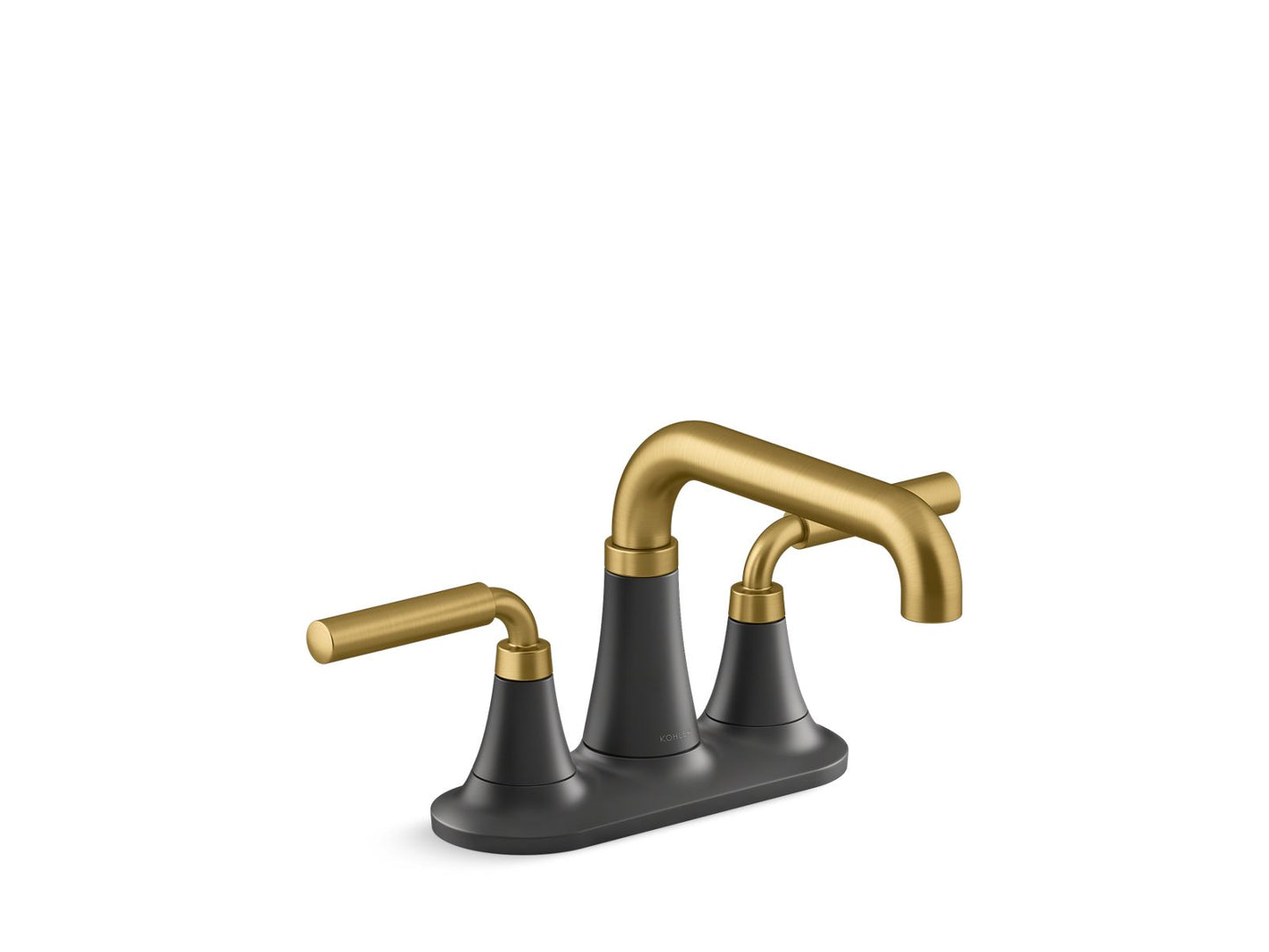 KOHLER K-27414-4K-BMB Tone Centerset Bathroom Sink Faucet, 1.0 Gpm In Matte Black with Moderne Brass