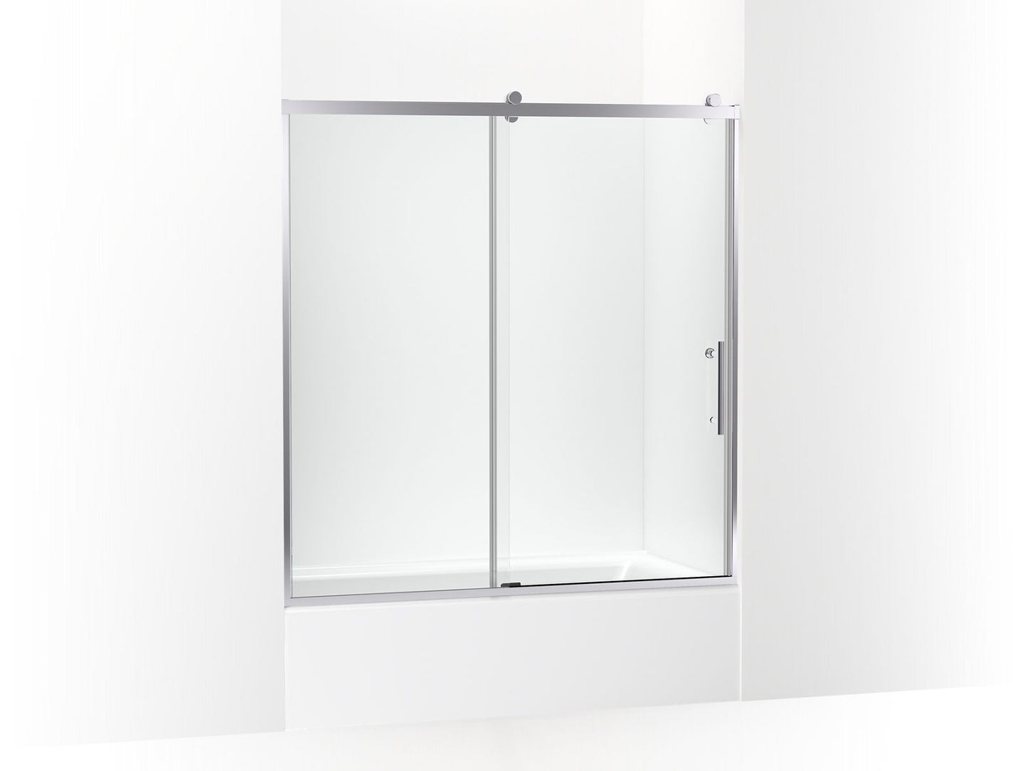 KOHLER K-702253-10L-SHP Rely 62-1/2" H Sliding Bath Door With 3/8"-Thick Glass In Bright Polished Silver