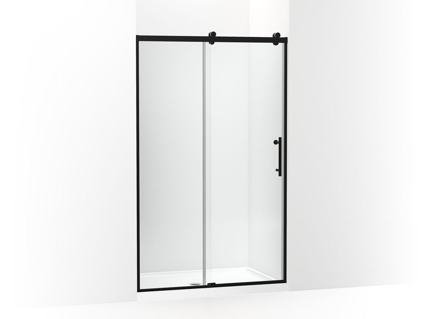KOHLER K-709080-10L-BL Rely 77" H Sliding Shower Door With 3/8"-Thick Glass In Matte Black