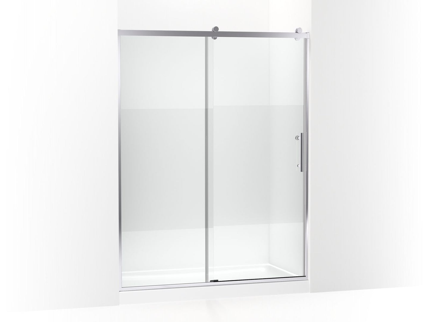 KOHLER K-702256-10G81-SHP Rely 77" H Sliding Shower Door With 3/8"-Thick Glass In Bright Polished Silver