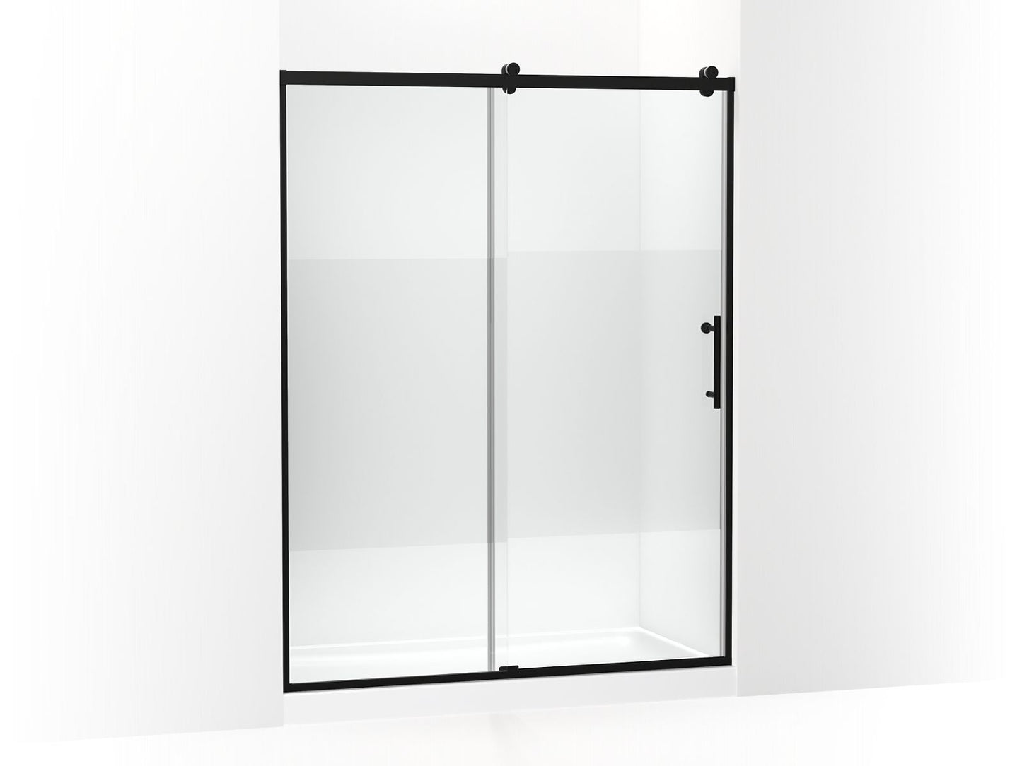 KOHLER K-702256-10G81-BL Rely 77" H Sliding Shower Door With 3/8"-Thick Glass In Matte Black