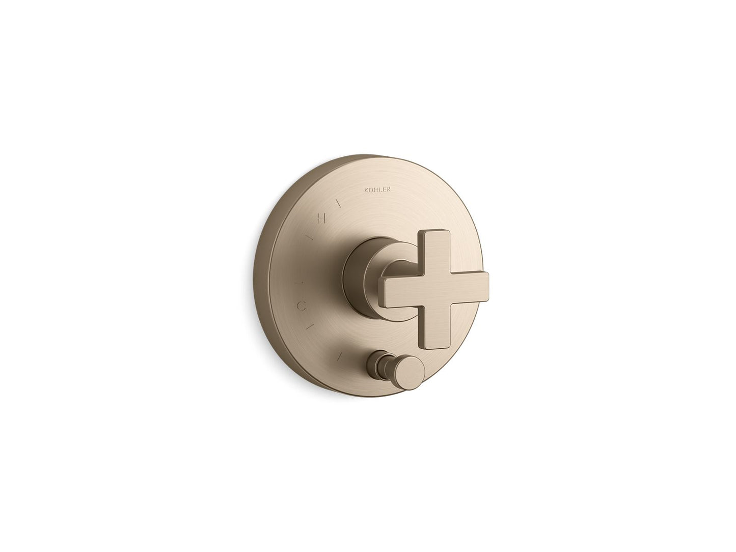KOHLER K-T73117-3-BV Composed Rite-Temp Valve Trim With Push-Button Diverter And Cross Handle In Vibrant Brushed Bronze