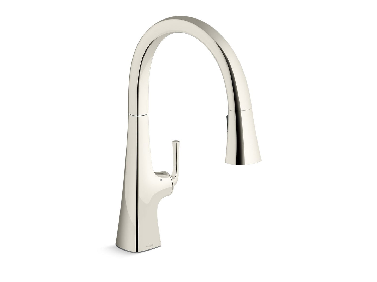 KOHLER K-22068-WB-SN Graze Touchless Pull-Down Kitchen Sink Faucet With Kohler Konnect And Three-Function Sprayhead In Vibrant Polished Nickel