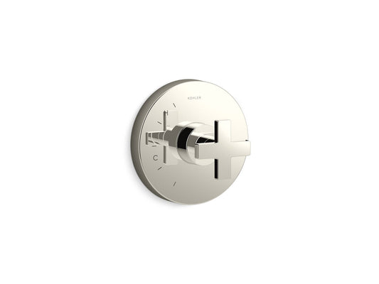 KOHLER K-TS73115-3-SN Composed Rite-Temp Valve Trim With Cross Handle In Vibrant Polished Nickel