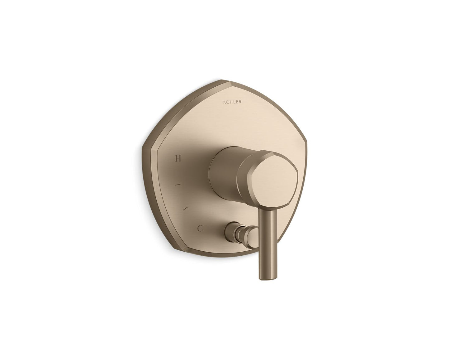 KOHLER K-T27044-4-BV Occasion Rite-Temp Valve Trim With Push-Button Diverter And Lever Handle In Vibrant Brushed Bronze