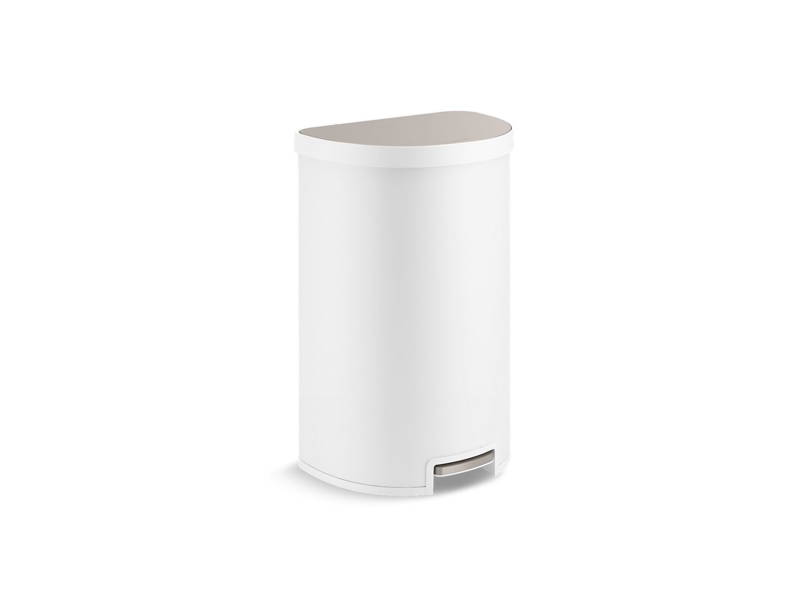 KOHLER K-REC31318-STW White with Polished Stainless Steel 45-liter curved stainless steel step trash can