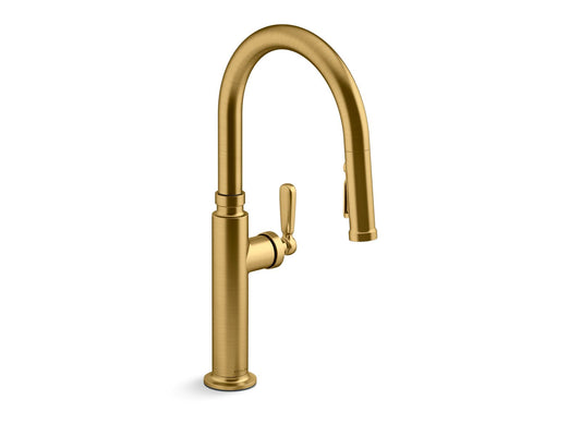 KOHLER K-28358-2MB Edalyn By Studio Mcgee Pull-Down Kitchen Sink Faucet With Three-Function Sprayhead In Vibrant Brushed Moderne Brass