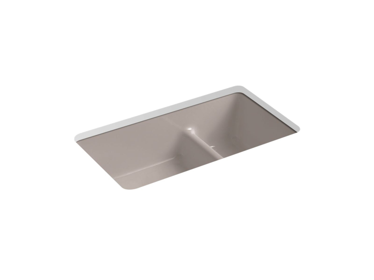 KOHLER K-6625-TRF Iron/Tones Smart Divide 33" Top-/Undermount Double-Bowl Kitchen Sink In Truffle