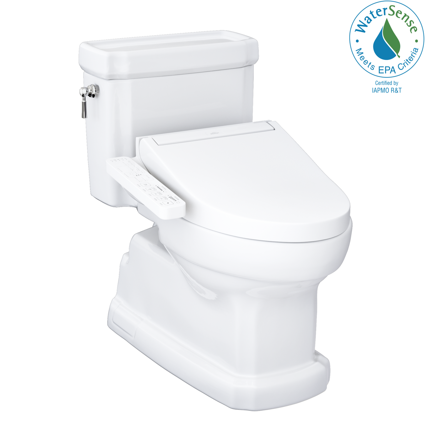 TOTO MW9743074CEFG#01 WASHLET+ Eco Guinevere Elongated 1.28 GPF Universal Height Toilet with C2 Bidet Seat , Cotton White