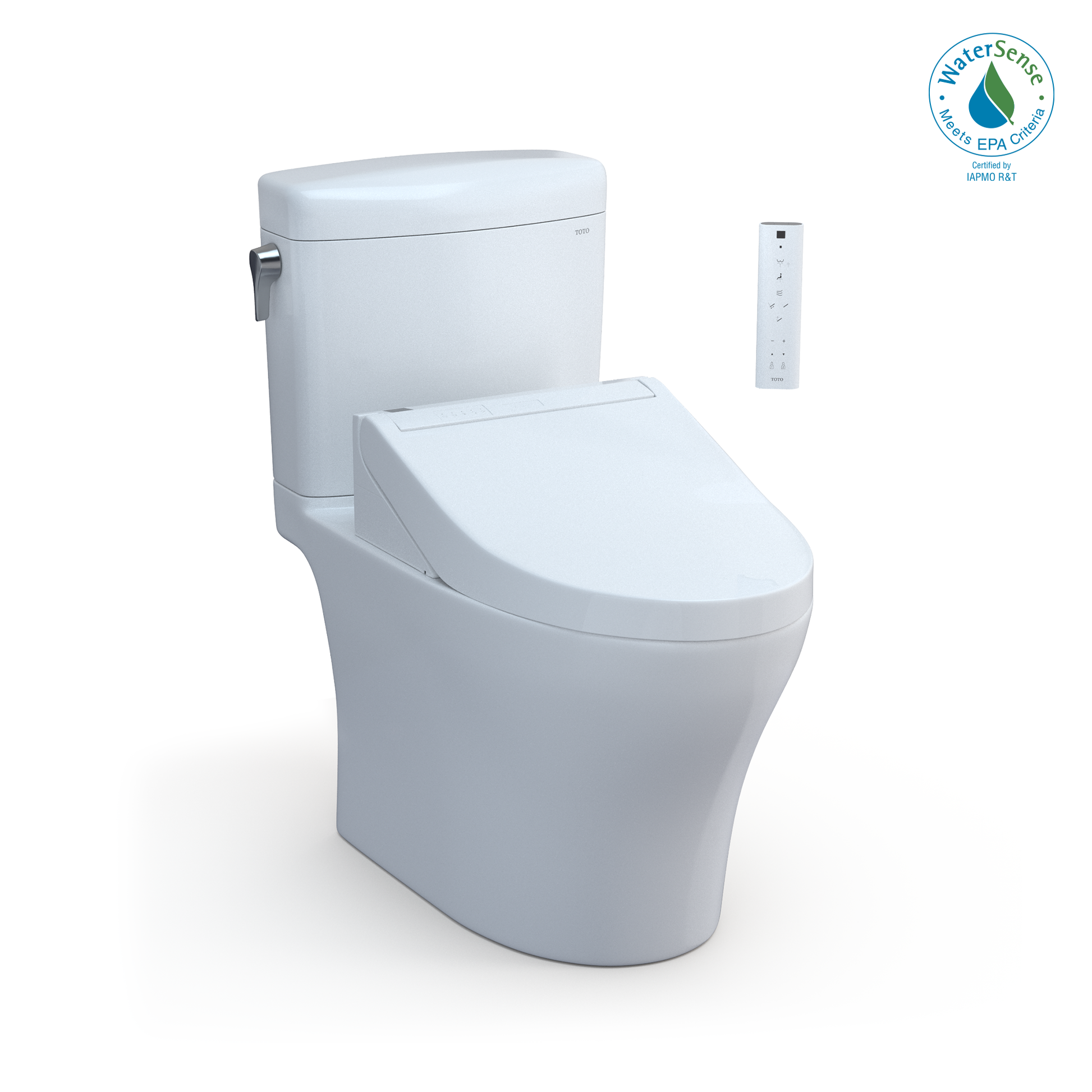 TOTO MW4363084CEMFGN#01 WASHLET+ Aquia IV Cube Two-Piece Elongated Dual Flush 1.28 and 0.9 GPF Toilet with C5 Bidet Seat , Cotton White