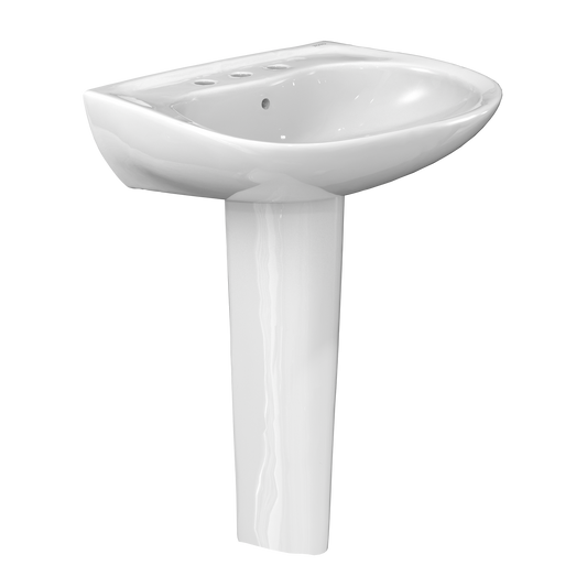 TOTO LPT242.8G#01 Prominence Oval Basin Pedestal Bathroom Sink with CEFIONTECT for 8 inch Center Faucets , Cotton White