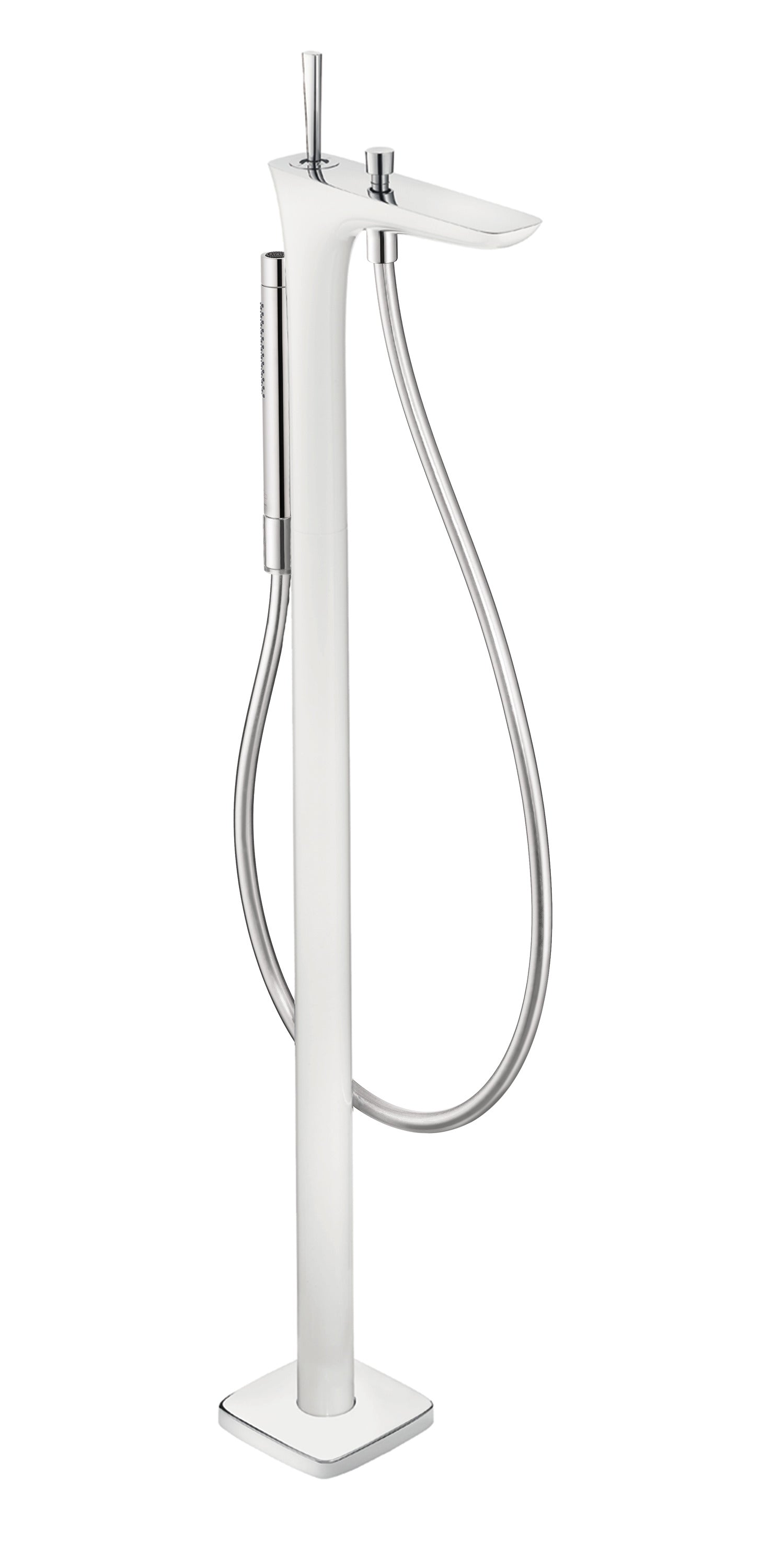 HANSGROHE 15477401 PuraVida Freestanding Tub Filler Trim with 1.75 GPM Handshower in White/Chrome