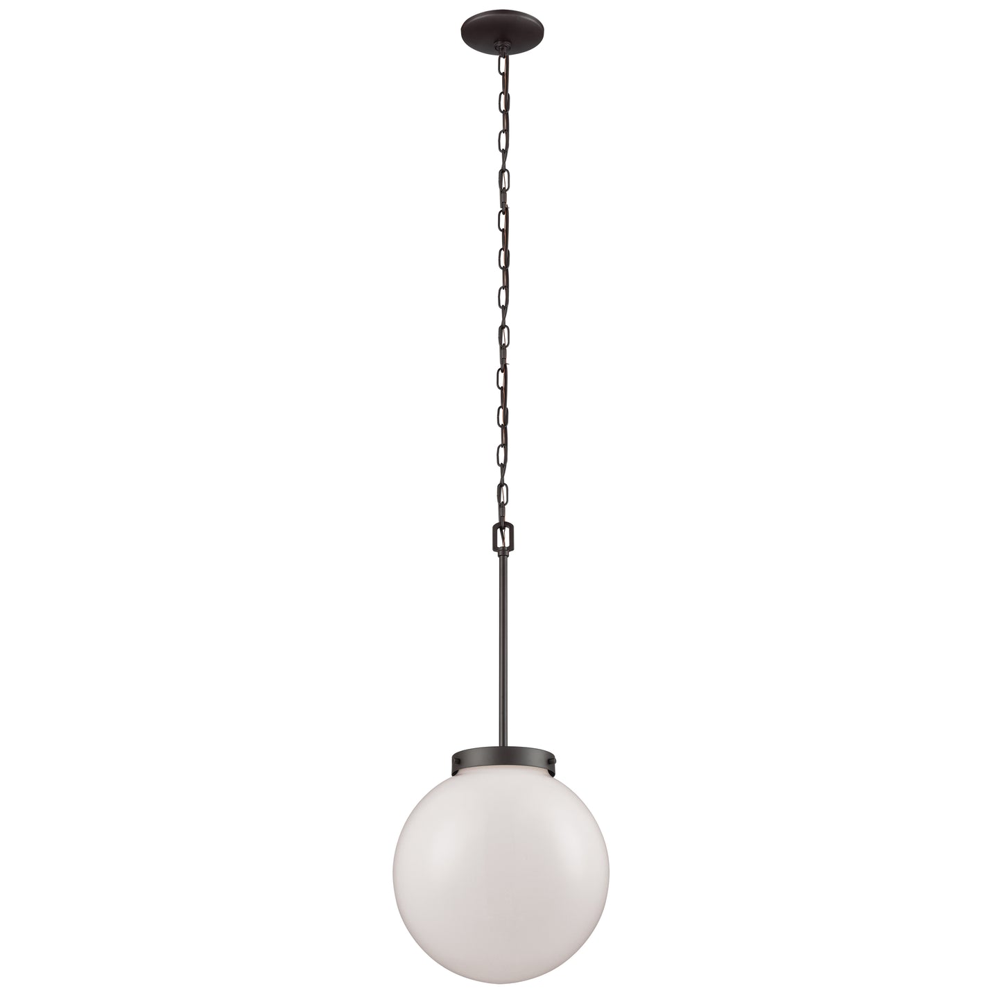 THOMAS CN120041 Beckett 12'' Wide 1-Light Mini Pendant - Oil Rubbed Bronze with White Glass