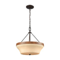 THOMAS CN160381 Park City 3-Light Dual Mount (Pendant/Semi Flush) in Bronze and Wood Grain with Beige Scavo Glass