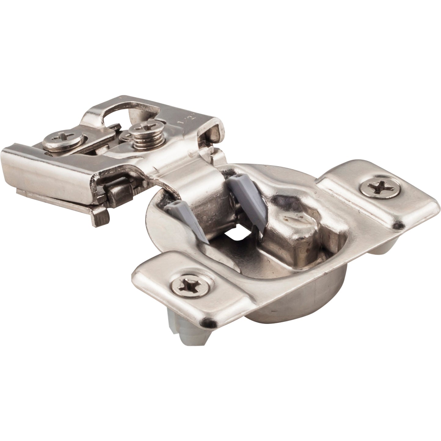 HARDWARE RESOURCES 6390-2-2C 105° 1/2" Overlay DURA-CLOSE® Self-close Compact Hinge with 2 Cleats and Press-in 8mm Dowels.