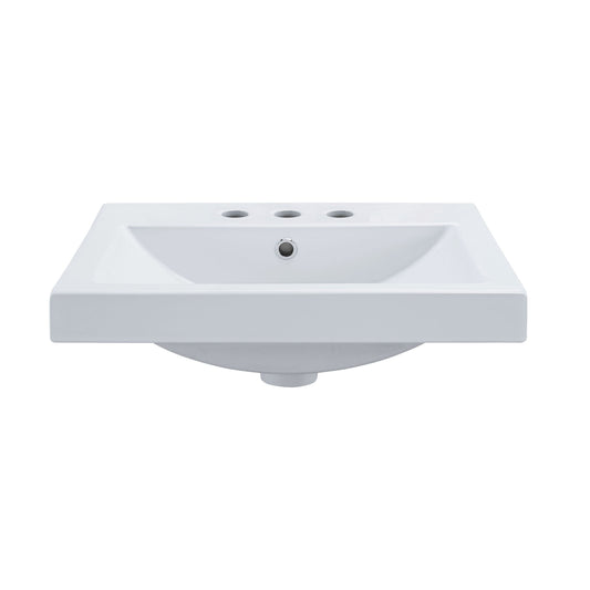 N/A CSR215RC-3 Semi-recessed ceramic rectangular vessel sink with 8-inch widespread drillings