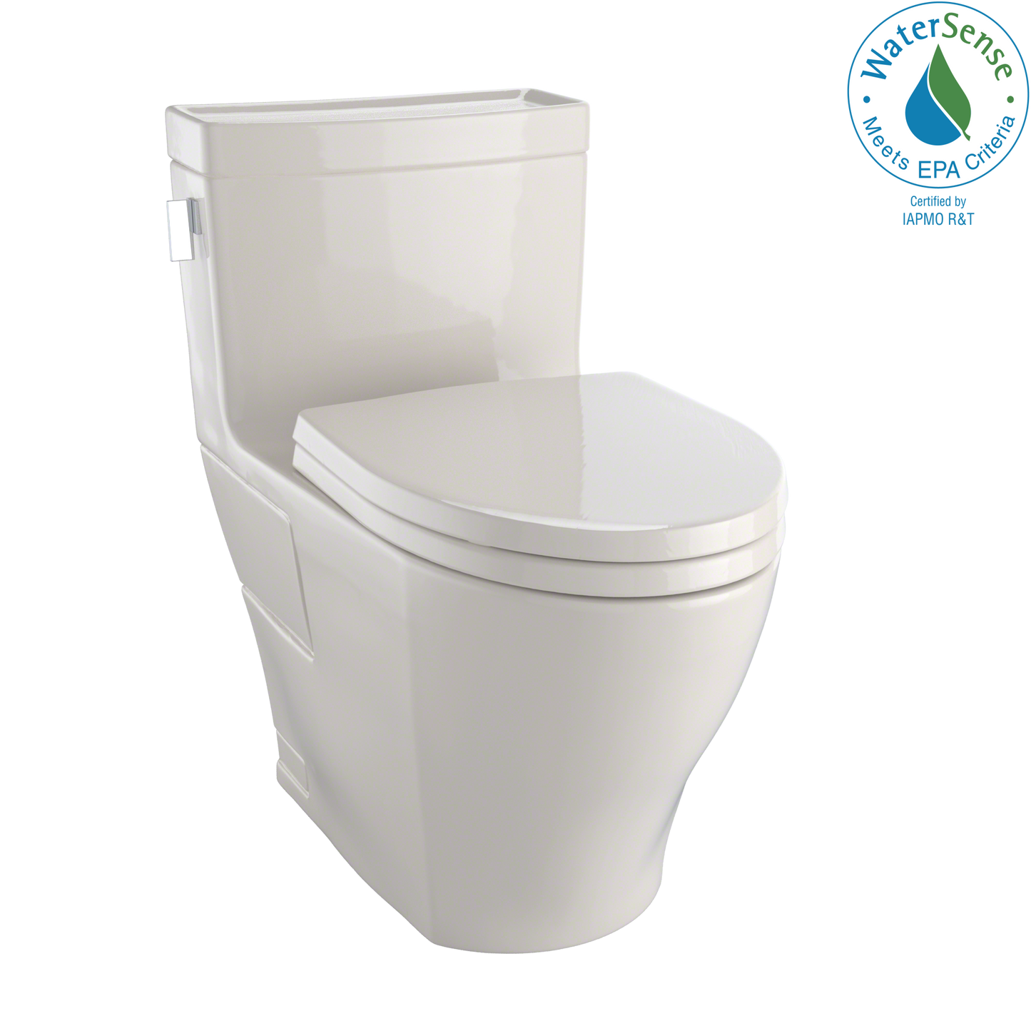 TOTO MS624124CEFG#03 Legato WASHLET+ One-Piece Elongated 1.28 GPF Universal Height Skirted Toilet with CEFIONTECT , Bone