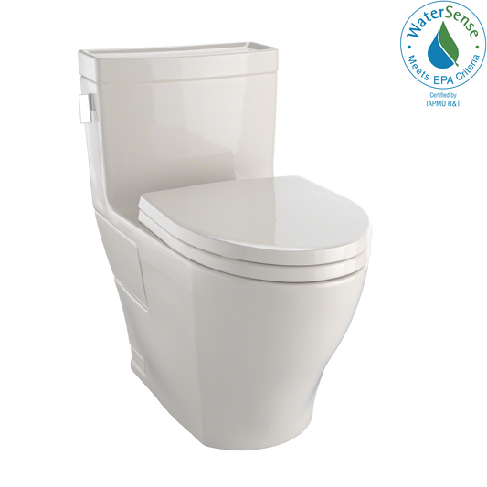 TOTO MS624124CEFG#03 Legato WASHLET+ One-Piece Elongated 1.28 GPF Universal Height Skirted Toilet with CEFIONTECT , Bone